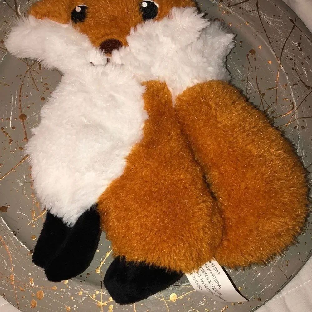 PetShoppe Cutest Fox Squeaker Mat Dog Toy White Rust Brown Black NWT